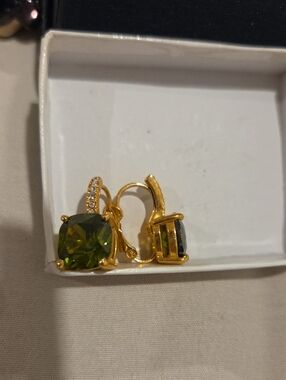Vintage Peridot And Sapphire Earrings